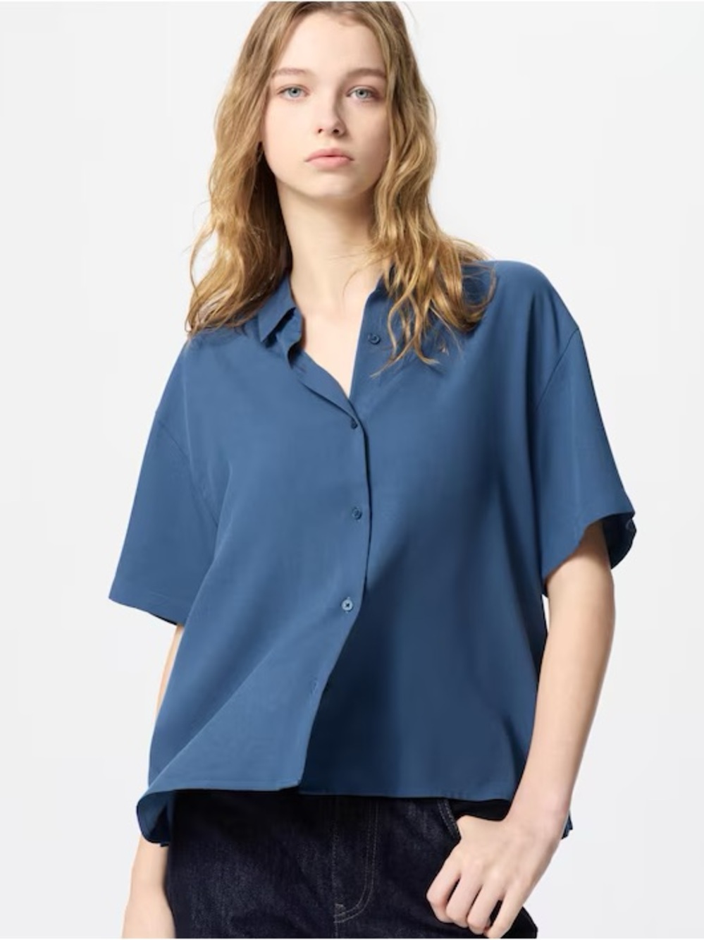 Uniqlo Short Sleeve Rayon Blouse